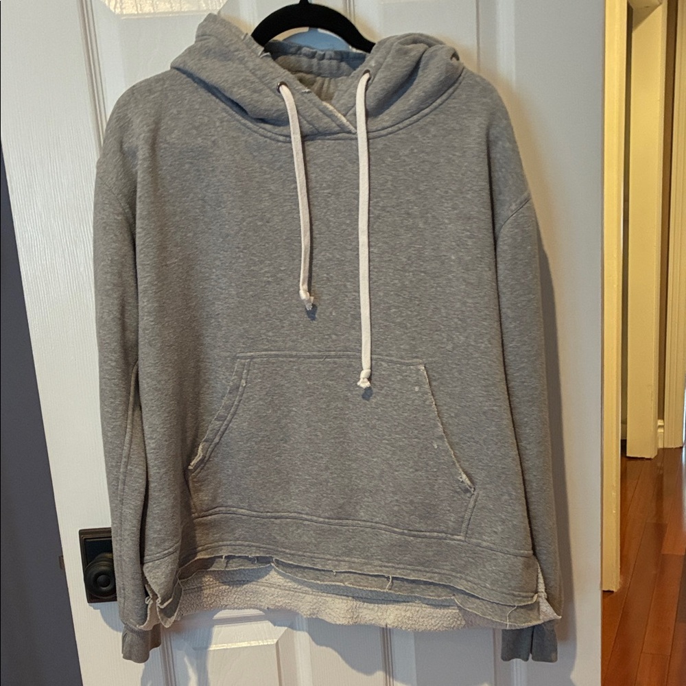 Free People Gray Hooded Sweatshirt Size Small